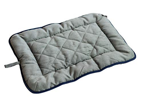 Dog Gone Smart Pet Products Chenille Dog Sleeper Cushion, Grey w/Blue Trim, 21"X30" Medium