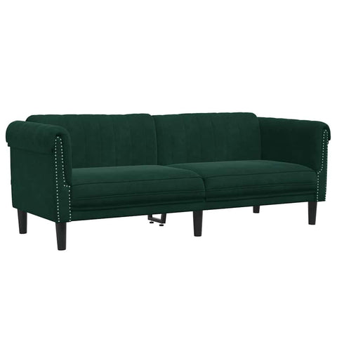 vidaXL 3-Seater Upholstered Settee - Dark Green Velvet Couch for Living Room/Lounge/Office, 79.9" Wide with Sturdy Wooden Legs