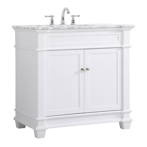 Elegant Decor Wesley 36" Steel and Solid Wood Single Bathroom Vanity Set - White