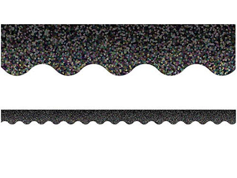 Teacher Created Resources Black Sparkle Scalloped Border Trim