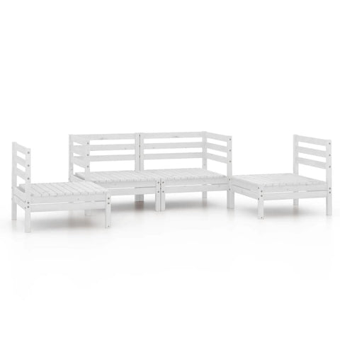 vidaXL 4 Piece Patio Lounge Set in White - Solid Pinewood Modular Outdoor Furniture for Garden, Deck, or Patio