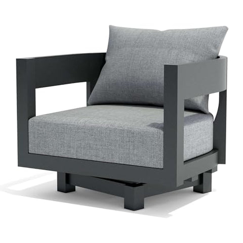 Oakestry Coronado Aluminum Swivel Armchair Modern Outdoor Lounge Chair Luxury Patio Furniture Weather Resistant Metal Frame 360 Degree Rotating Design with Cushion Option for Garden and Terrace