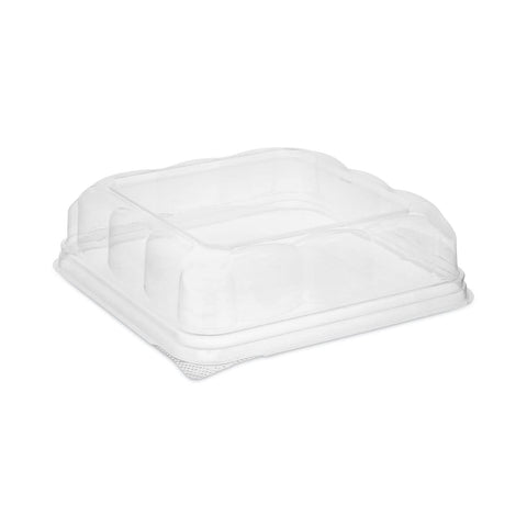 Pactiv Evergreen Recycled Container Lid, Dome Lid for 6 x 6 Brownie Container, 7.5 x 7.5 x 2.02, Clear, Plastic, 195/Carton
