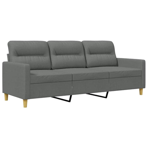 vidaXL Dark Gray 3-Seater Sofa - Fabric Upholstered, Sturdy Metal Frame, Comfortable Thick Padding, Modern Living Room Furniture