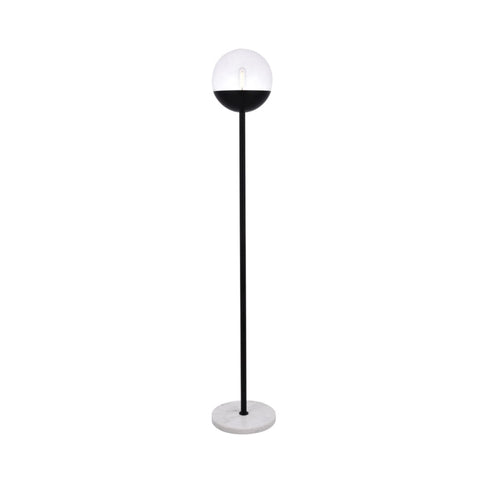 Living District Indoor Modern Home Decor Bright Eclipse 1 Light Black Floor Lamp with Clear Glass