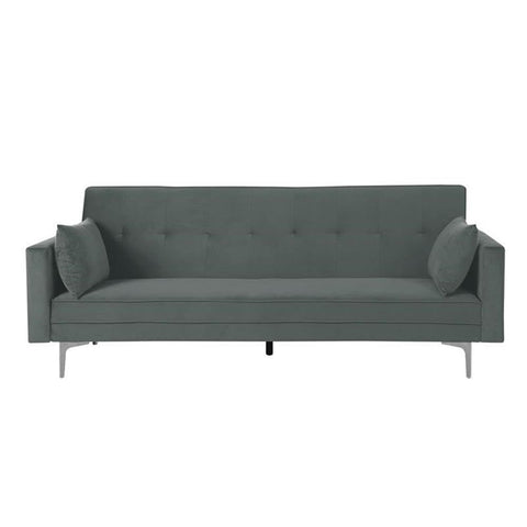 Carolina Classics Siena Velvet Convertible Sleeper Sofa with Pillows in Gray