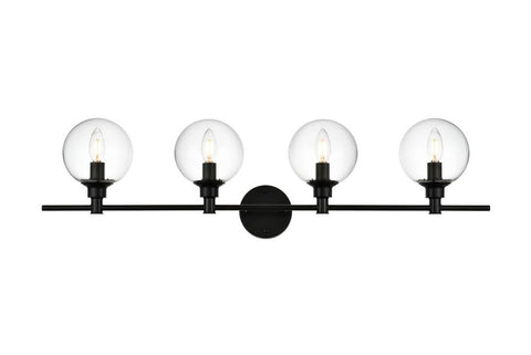 Living District Jaelynn 4-Light Iron & Glass Bath Sconce in Black/Clear