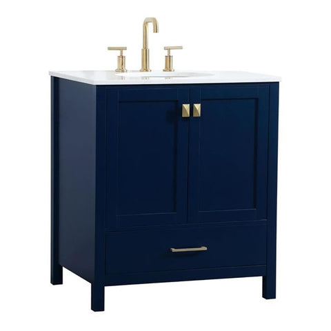 Elegant Decor Irene 30" Zinc Alloy MDF Single Bathroom Vanity in Blue