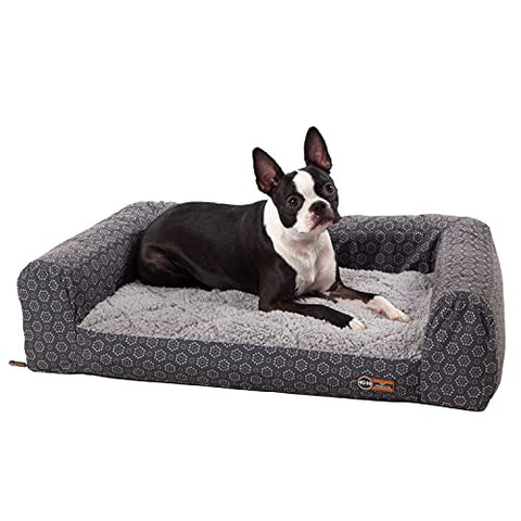 K&H Pet Products Air Sofa Inflatable Dog Bed, Lightweight Air Mattress Pet Bed, Indoor/Outdoor Bed for Seniors, Camping, Travel and More, Gray/Geo Flower Small 18 X 24 Inches
