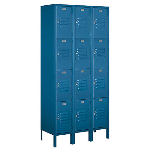 Salsbury Industries 64365BL-A 12" Four Tier Standard, 3 Wide x 6 Feet High x 15 Inches Deep, Assembled Metal Locker, Blue