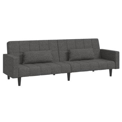 vidaXL 2-Seater Sofa Bed with Two Pillows, Convertible Sofa Bed, Loveseat Couch Bed for Living Room Bedroom, Modern Style, Dark Gray Fabric