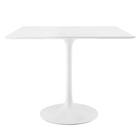 Modway Lippa 36" Mid-Century Modern Dining Table with Square Top and Pedestal Base in White