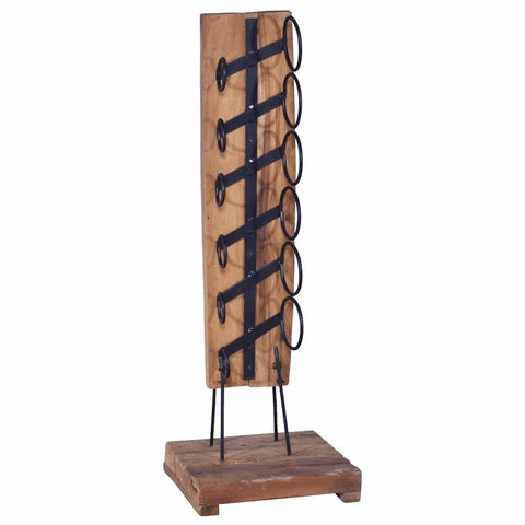 vidaXL Wine Rack, Wine Bottle Holder for 6 Bottles, Floor Wine Cabinet, Wine Bottle Organizer for Living Room Kitchen Pantry, Solid Teak Wood