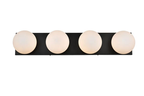Living District Jaylin 4-Light Iron & Glass Bath Sconce in Black/Frosted White