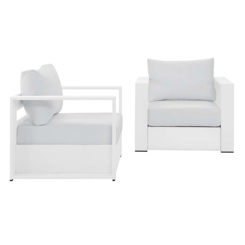 Modway Tahoe Fabric & Aluminum Outdoor Armchair in White (Set of 2)