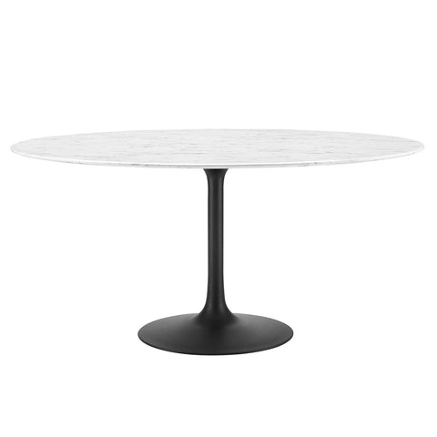 Lippa 60 Round Artificial Marble Dining Table - Black White