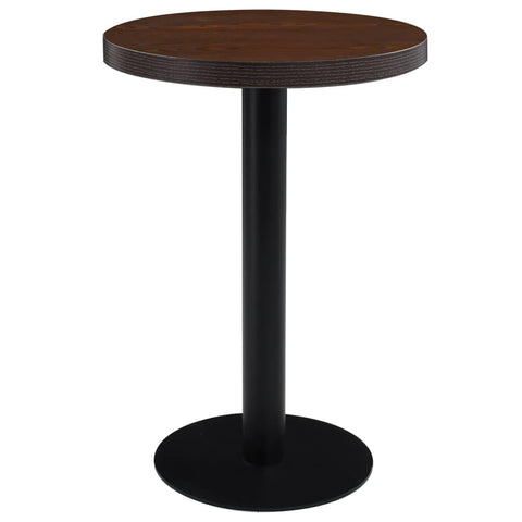 vidaXL Bistro Table with Modern Style, Dark Brown Round MDF Top with Wood Grain Pattern, Ideal for Restaurants, Cafes or Home, 23.6" Diameter