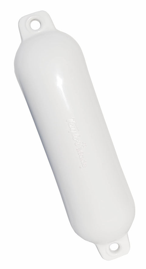 Taylor Made Hull-Gard Inflatable Boat Fender, White (5.5" x 20"), Unique Oval Shape, Molded Football Needle Inflation Valve, Seamless Construction, Double Eyelets - 1022