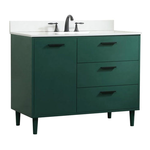Elegant Decor Baldwin 42" Solid Wood Bathroom Vanity with Backsplash in Green