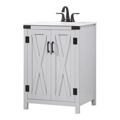 Elegant Decor Grant 24" Aluminum MDF Single Bathroom Vanity in Gray