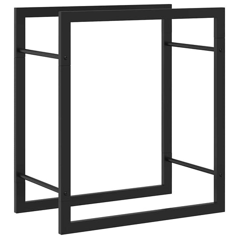 vidaXL Black Steel Firewood Log Holder Stand - Durable Fireplace Accessory, Secure Storage, Easy Assembly - Dimensions 19.7"x11"x22"