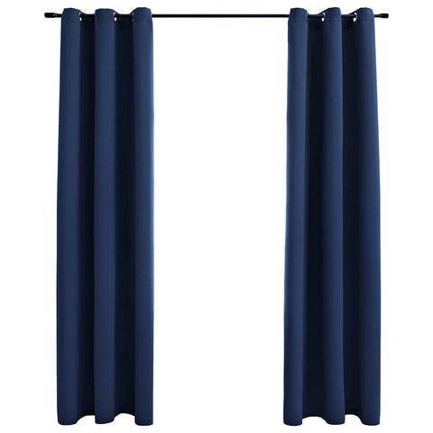 vidaXL Curtains 2 Pcs, Blackout Curtains for Bedroom Living Room, Window Blinds with Rings, Darkening Curtains Drapery, Navy Blue Fabric