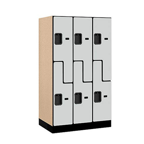 Salsbury Industries Double Tier 'S' Style Designer Wood Locker, Gray, 5' 3" x 21"