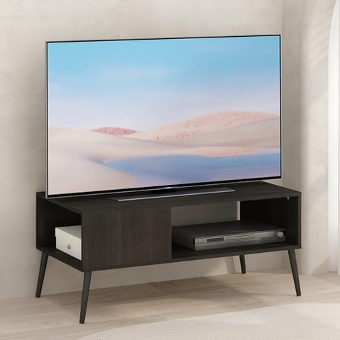 Furinno Claude Mid Century Style TV Stand for TV up to 40 with Wood Legs Espresso