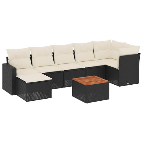 vidaXL Patio Sofa Set with Cushions 8 Piece, Outdoor Conversation Set with Storage, Patio Furniture Set, Modern Style, Black Poly Rattan