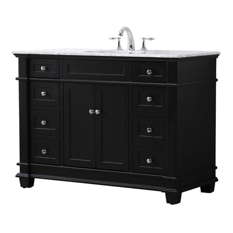 Elegant Decor Wesley 48" Solid Wood Steel Single Bathroom Vanity Set in Black
