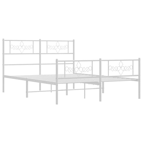vidaXL 12 Inch Modern White Full Size Bed Frame with Headboard & Footboard, Sturdy Metal Platform Bed Frame & Slats, Extra Under Bed Storage, No Box Spring Needed, Without Mattress