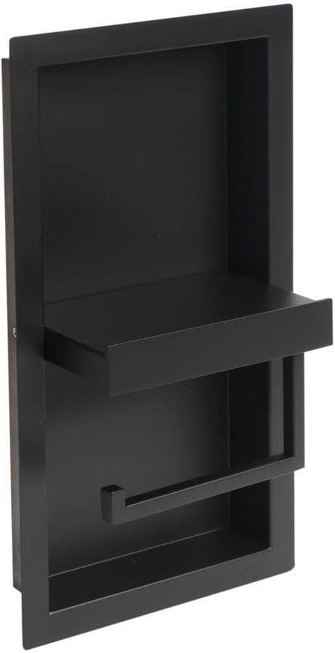 AlFI brand ABTPNC88-BLA Bathroom Shelving/Toilet Paper Holder, Black