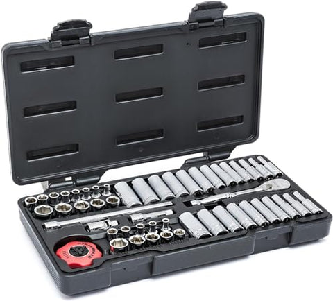GEARWRENCH 1/4" Drive Standard & Deep SAE/Metric Mechanics Tool Set 51 Pc., 6 Point - 80300