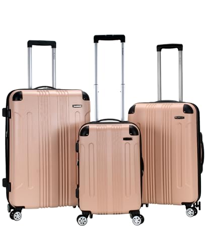 Rockland London Hardside Spinner Wheel Luggage, Champagne, 3-Piece Set (20/24/28)