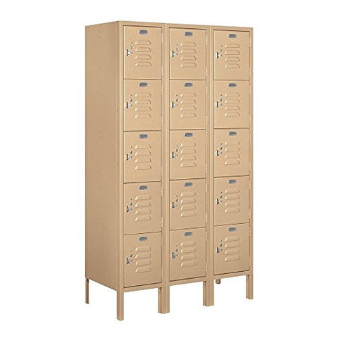 Salsbury Industries 65355TN-U Five Tier Box Style 36-Inch Wide 5-Feet High 15-Inch Deep Unassembled Standard Metal Locker, Tan Brown