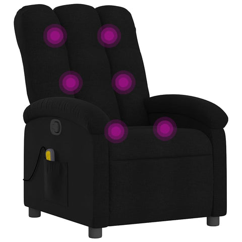 vidaXL Black Fabric Adjustable Massage Recliner - Manual Recline, Vibration Massage, Padded Armchair, USB Powered, Side Pocket