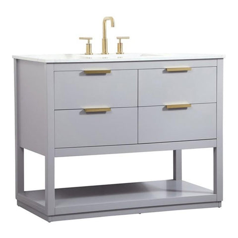 Elegant Decor Larkin 42" Solid Wood MDF Single Bathroom Vanity in Gray