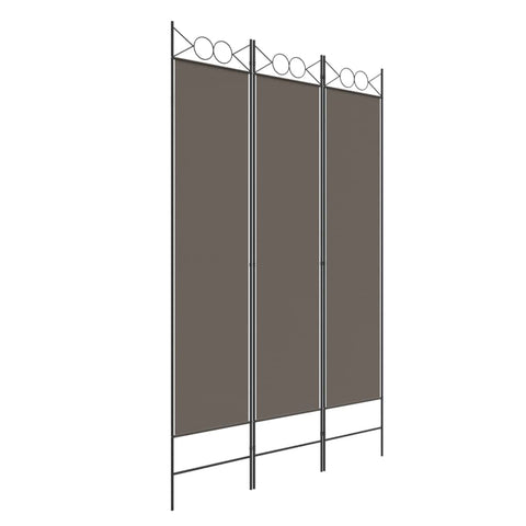 vidaXL Room Divider- 3 Panel, Anthracite, Iron and 100% Polyester Fabric, Foldable Privacy Screen/Partition Wall, Sleek Modern Design