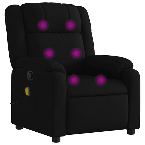 vidaXL Modern Massage Recliner Chair Black Fabric Ergonomic Adjustable Footrest USB Function Indoor Living Room Bedroom Chairs Reclining Armchair Single Sofa