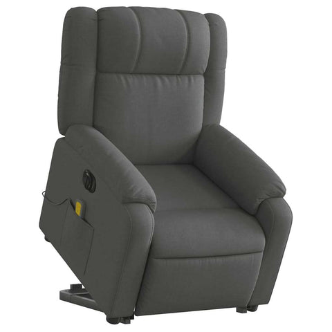 vidaXL Dark Gray Fabric Electric Massage Recliner Chair - Power Lift, Adjustable Backrest/Footrest, Cozy Padding, Side Pocket, Grey, 3206236