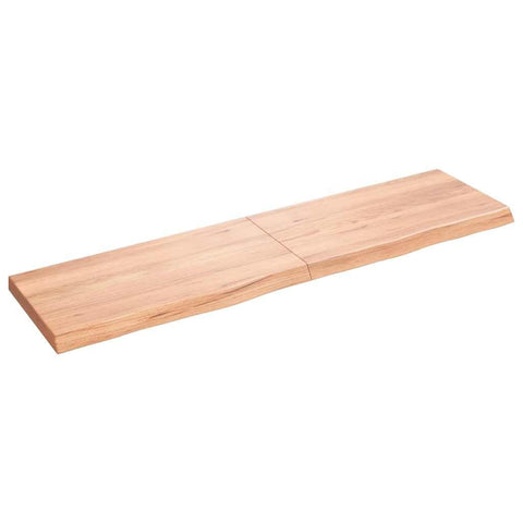 vidaXL Solid Oak Wood Bathroom Countertop, Light Brown, 47.2"x11.8"x(0.8"-1.6"), Treated Surface, Live-Edge Design, Versatile and Durable