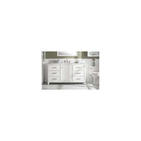 Legion Furniture White Vanity Sink Cabinet with Carrara Top - 30", 36", 60", 72" Sizes 60"/Carrara White