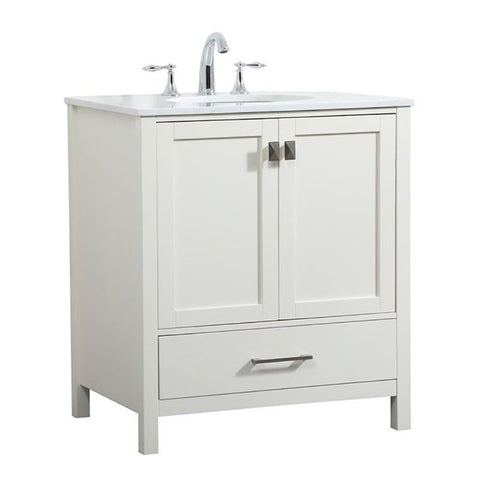 Elegant Decor Irene 30" Zinc Alloy MDF Single Bathroom Vanity in White