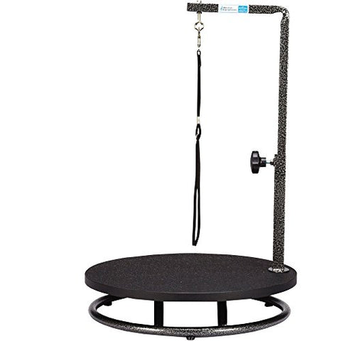 Pet Edge Master Equipment Round Pet Grooming Table – Rotatable Black 18” Diameter Grooming Table Perfect for Small Dogs