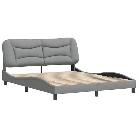 vidaXL Bed Frame Without Mattress Hvar, Bed Base with Wooden Slats Support, Bedroom Furniture, Mattress Foundation, Light Gray 59.8"x79.9" Queen Fabric