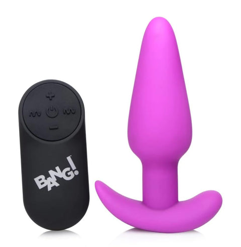 Bang Bang Remote Control 21X Vibrating Silicone Butt Plug - Purple (AG375-SMALL)