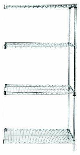Quantum Storage Systems AD86-1848S Add-On Kit for 86" High 4-Tier Wire Shelving Unit, Stainless Steel Finish, 18" Width x 48" Length x 86" Height