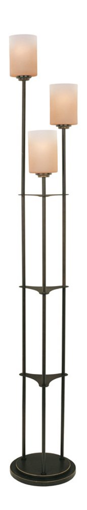 Lite Source LS-80700D/BRZ Floor Lamp with Amber Glass Shades, Bronze Finish