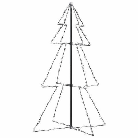 'vidaXL White Cold Indoor & Outdoor Christmas Cone Tree with 160 High-Powered LEDs: Energy-Efficient with 8 Lighting Effects and 16.4ft Extension Cable