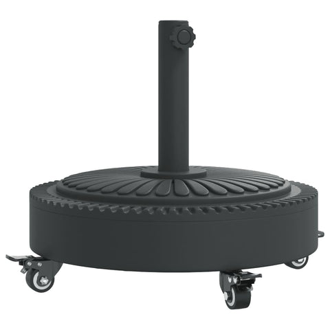 vidaXL Parasol Base with Wheels - Black Round Heavy-Duty Umbrella Holder - Fits Ã˜1.5/1.9" Poles - 59.5 lbs - PE/Iron/Concrete